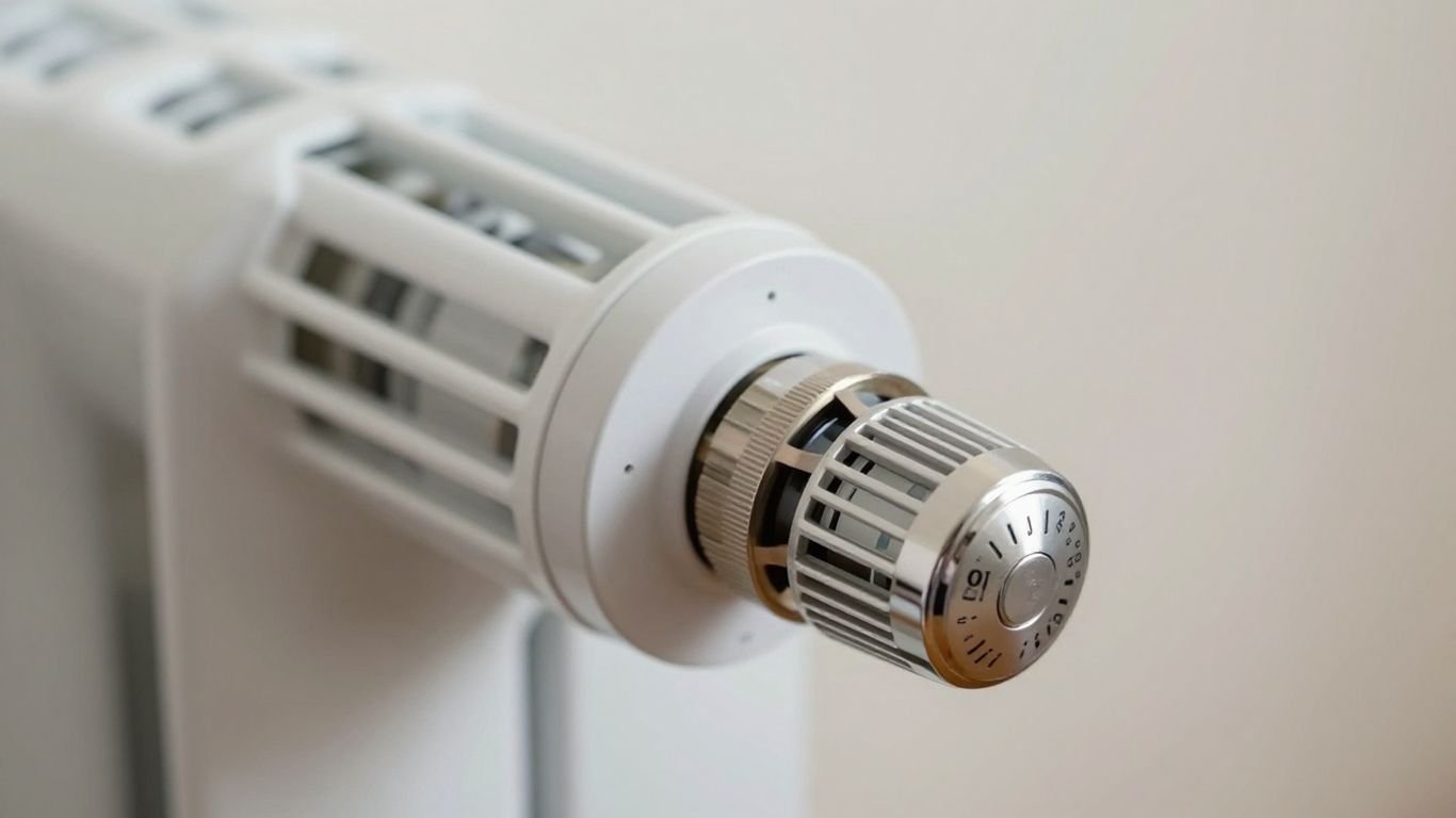 Thermostat de radiateur réglé sur une température moyenne.