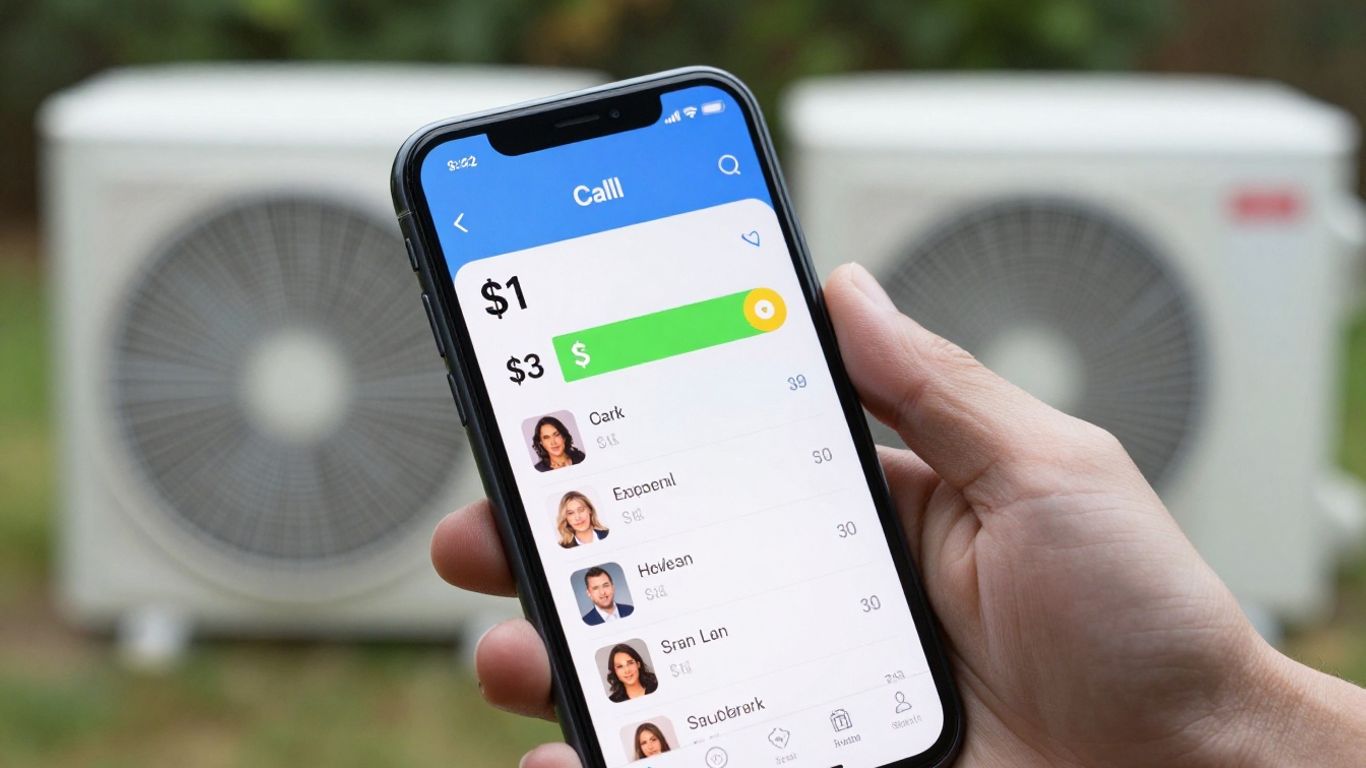 HVAC install call tracking on smartphone screen