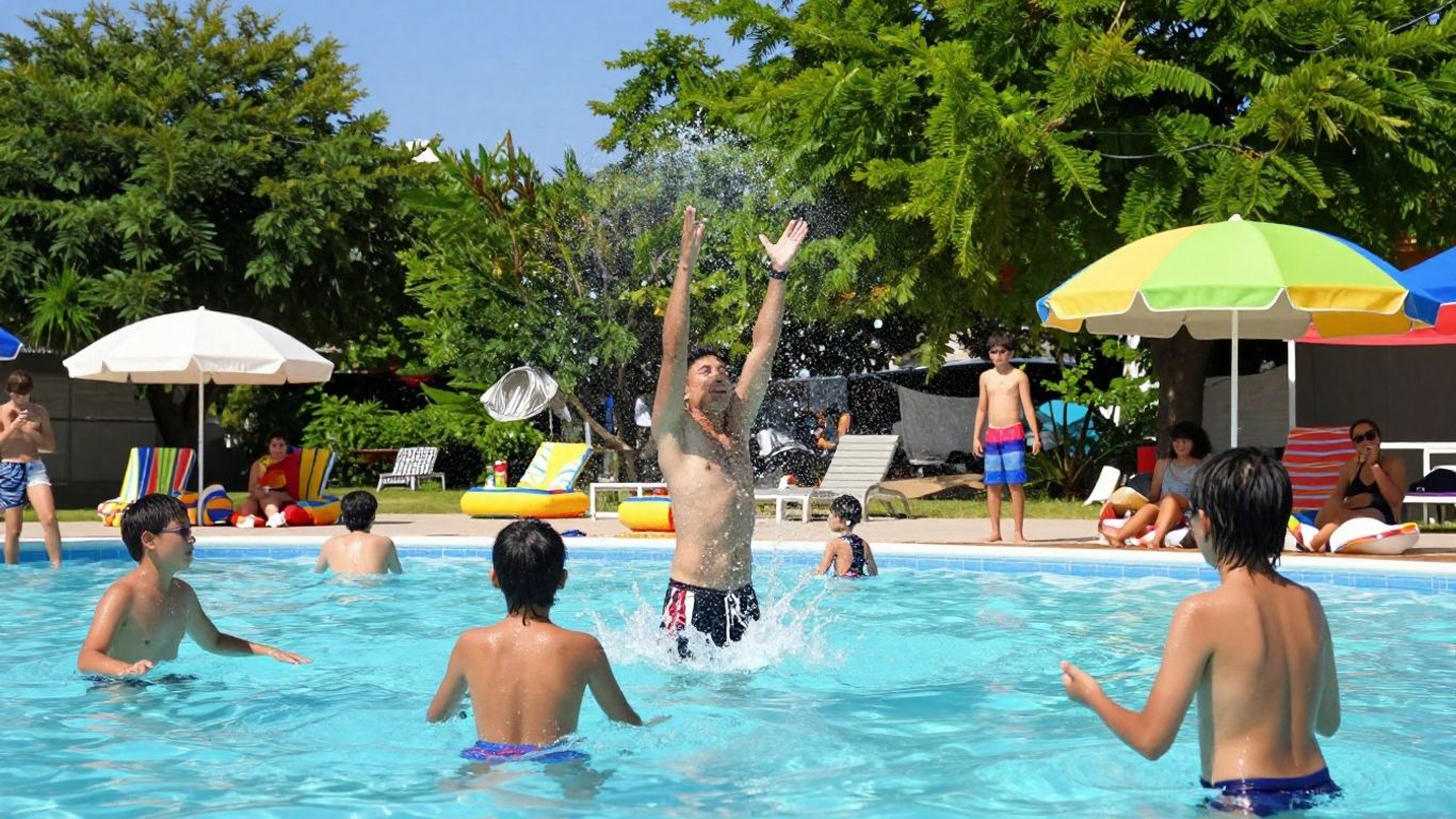 Menschen genießen einen heißen Sommertag am Wasser.