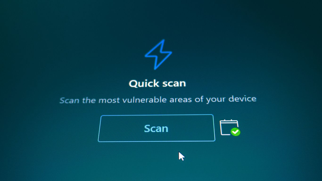 Quick scan button on a blue background