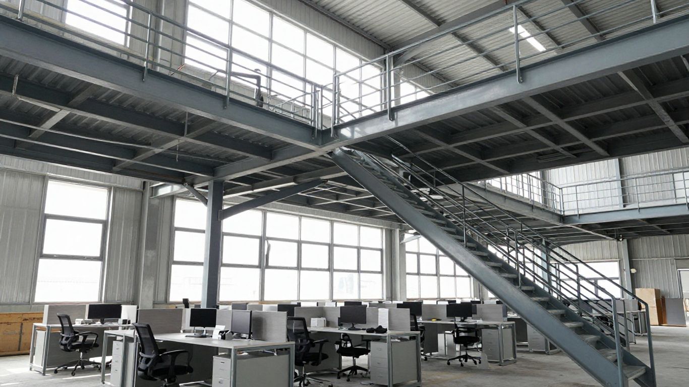 Architectural floor plan for optimized industrial mezzanines