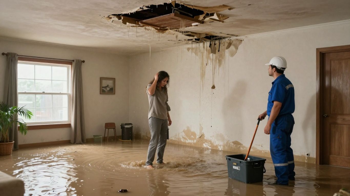 Emergency water damage repair in progress.