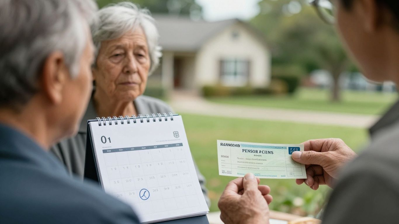 Senior person contemplating retirement and pension benefits.