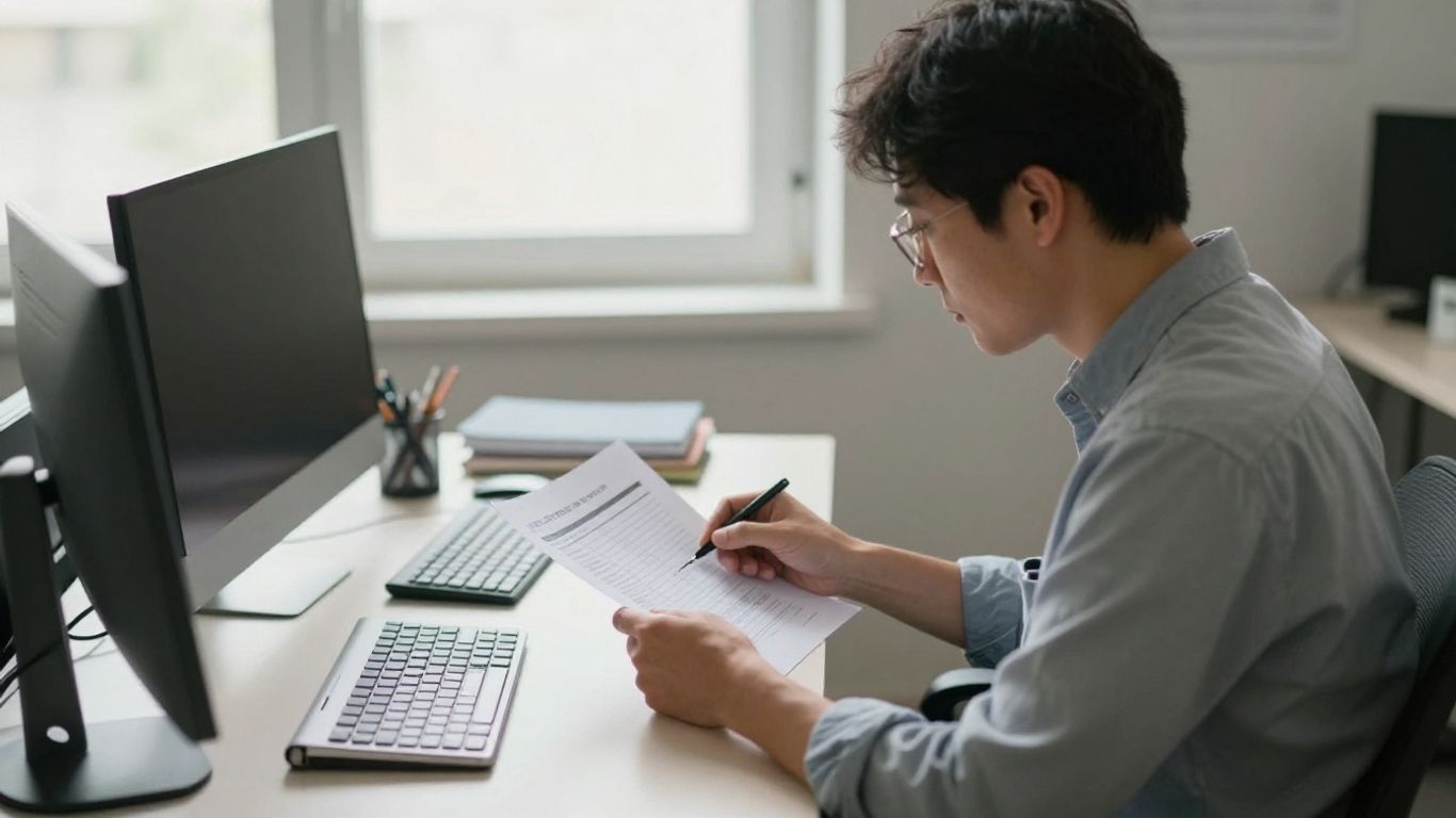 Practice owner reviewing billing workflow at desk