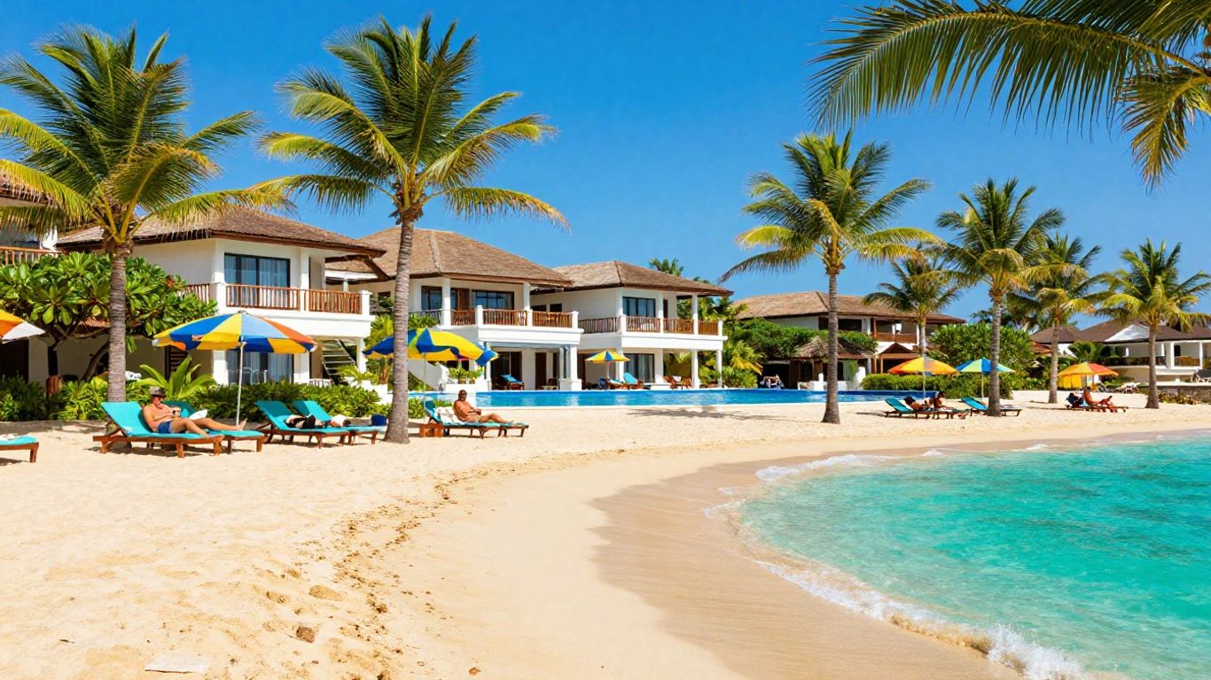 All-inclusive resort on a sunny Canary Islands beach.