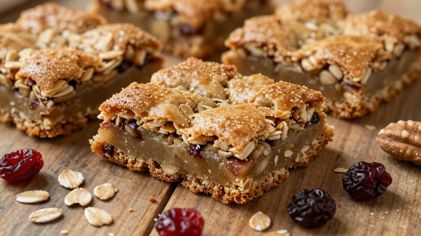 Healthy breakfast bars with oats and berries