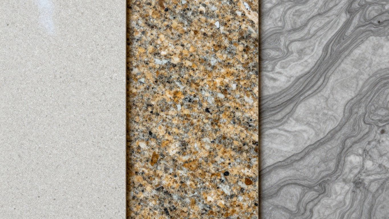 Quartz, granite, and marble countertop slabs