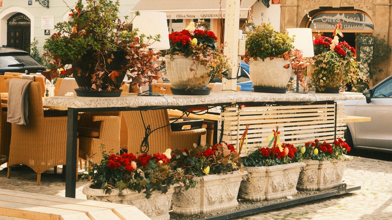 Stone restaurant table in elegant interior