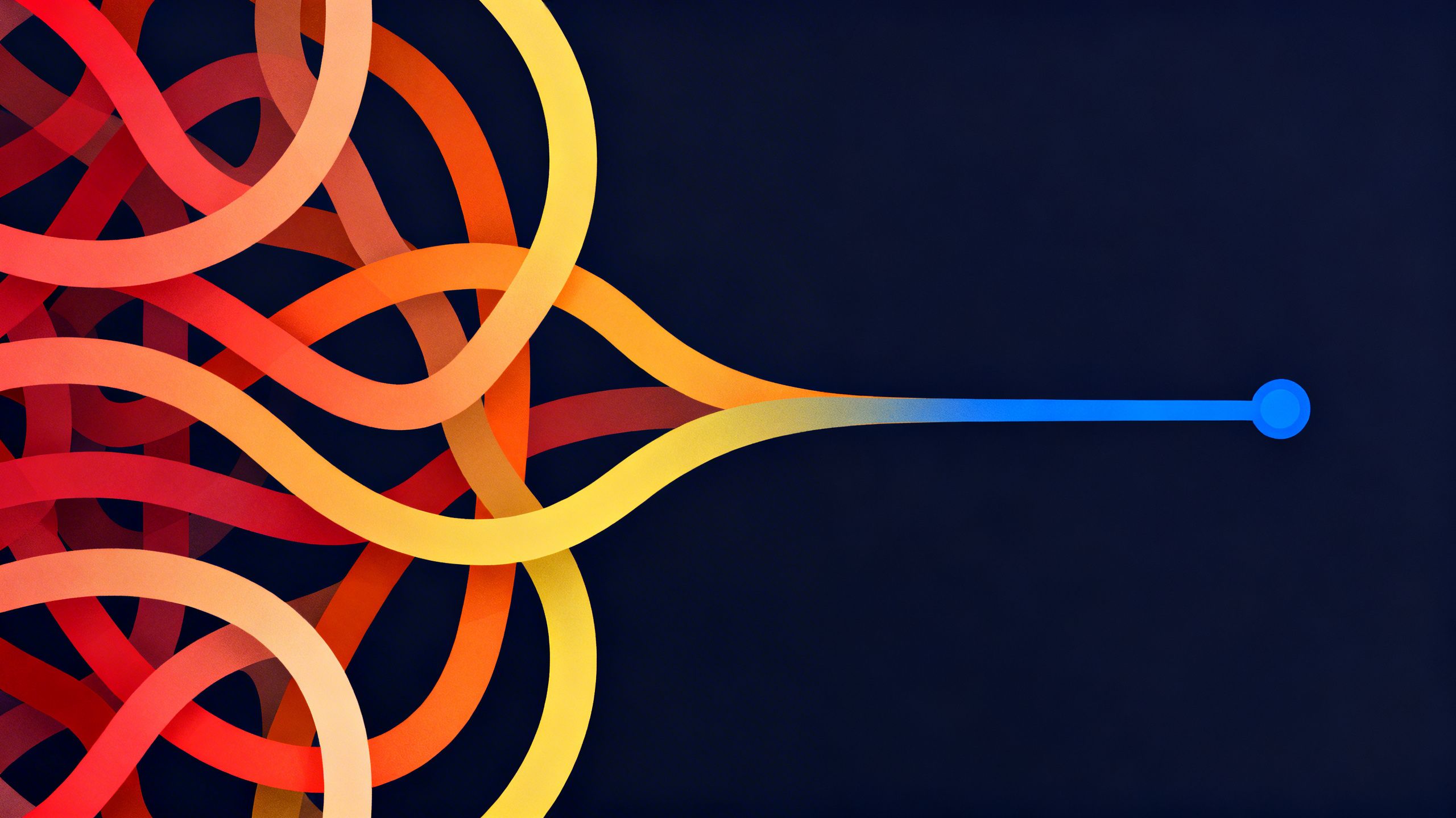 An abstract visualization of a complex, multi-step customer journey being simplified into a single, direct line, representing the efficiency of AI-powered search.