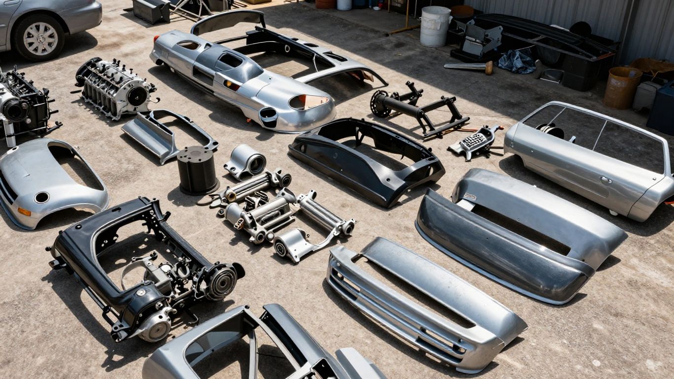 Chrysler car parts at a wrecking yard