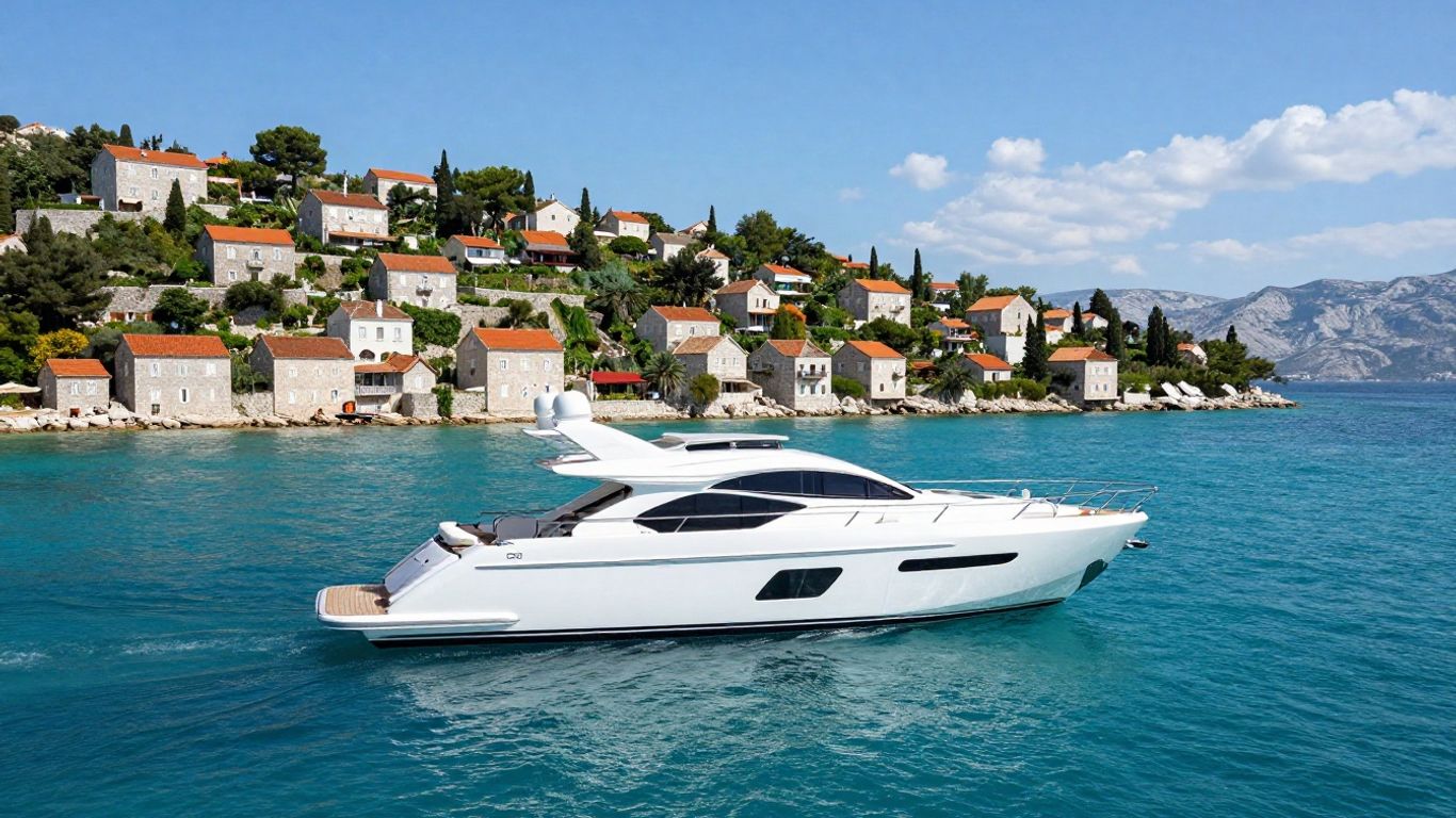 Luxury yacht sailing Croatia's turquoise waters.