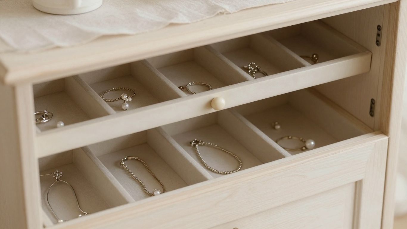 Bridal jewellery box in a cool dry room