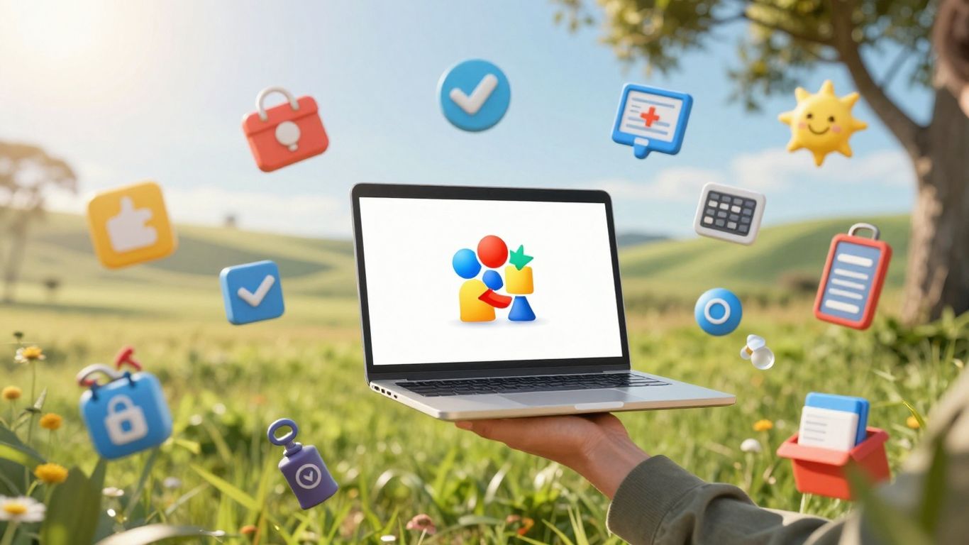 Australian person selling products online with laptop.