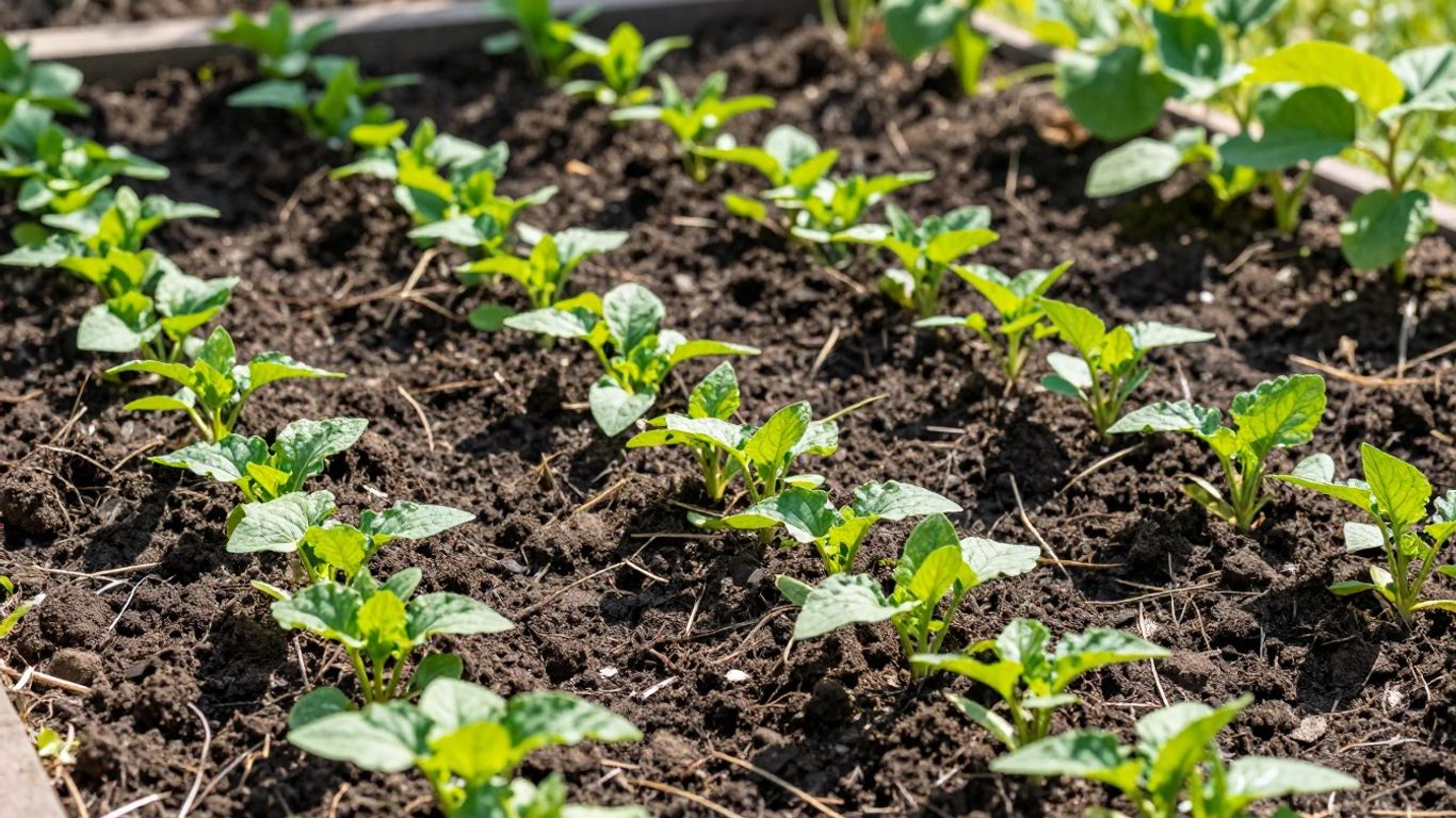 Gesunder Boden mit grünen Pflanzen im Garten