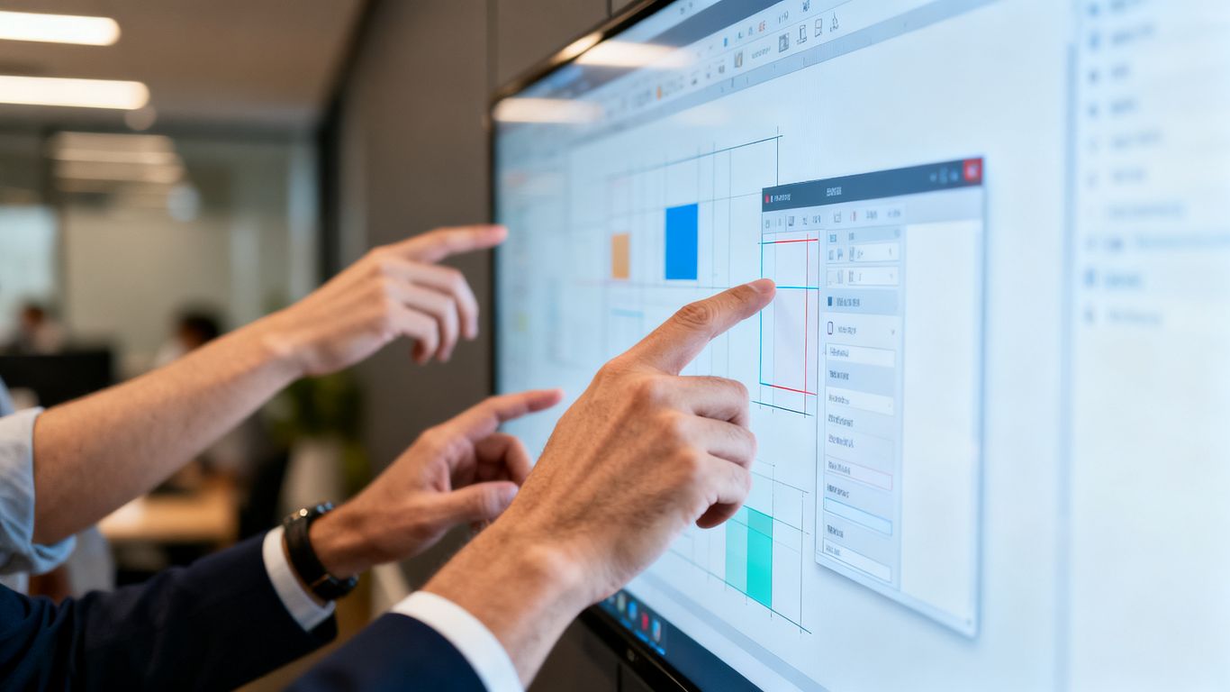Team members interacting in a shared canvas