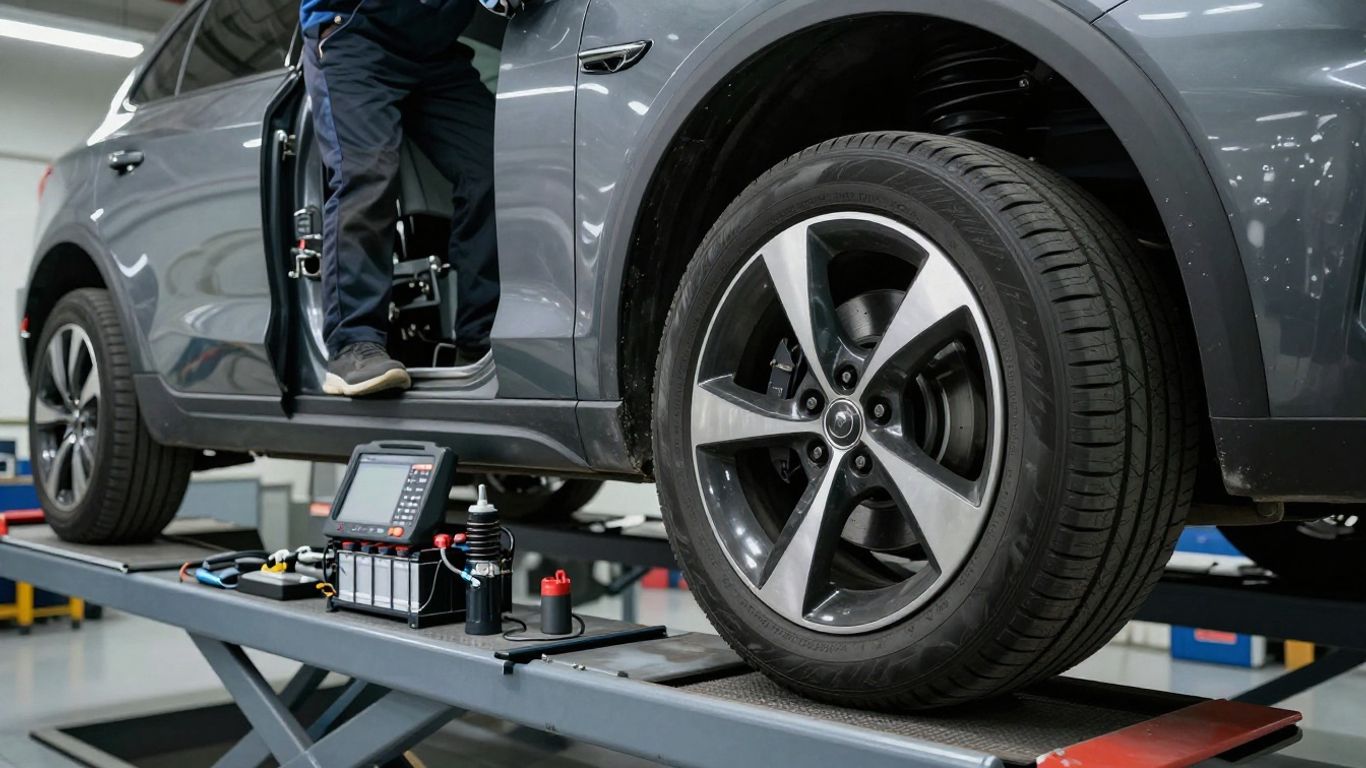 Werkstatt prüft modernes gebrauchtes Auto