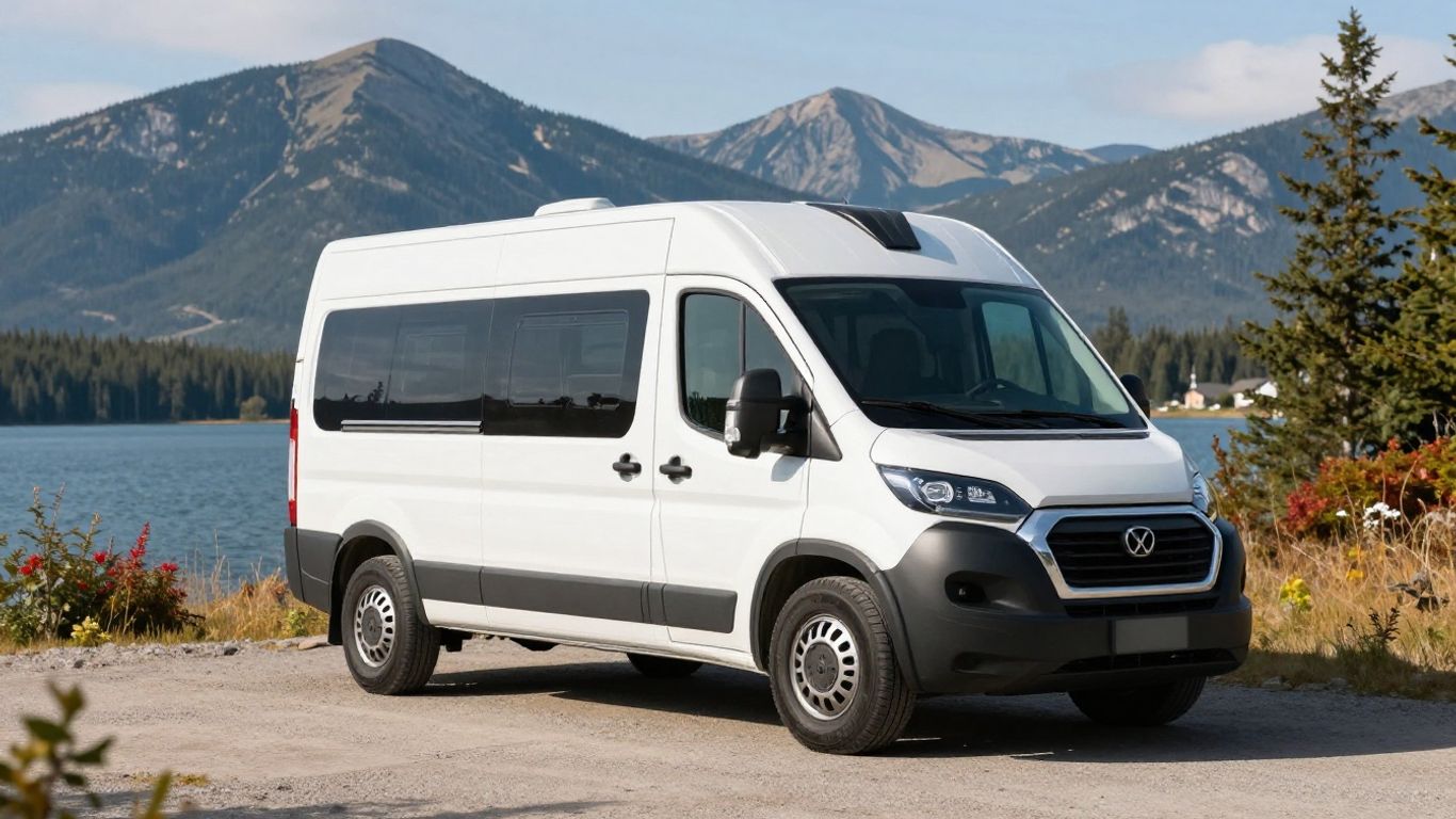 Campervan in scenic Canadian mountains