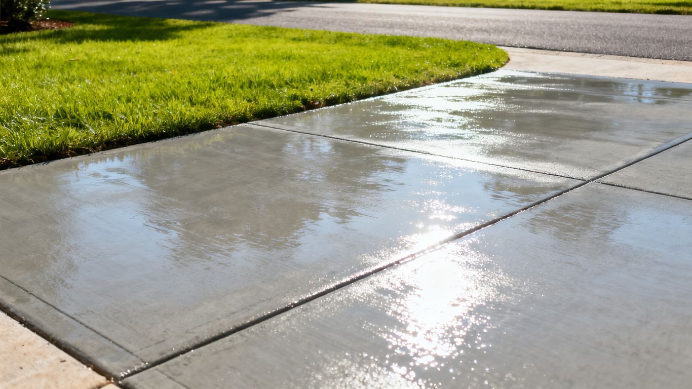 Newly constructed concrete driveway in Summerville, SC.