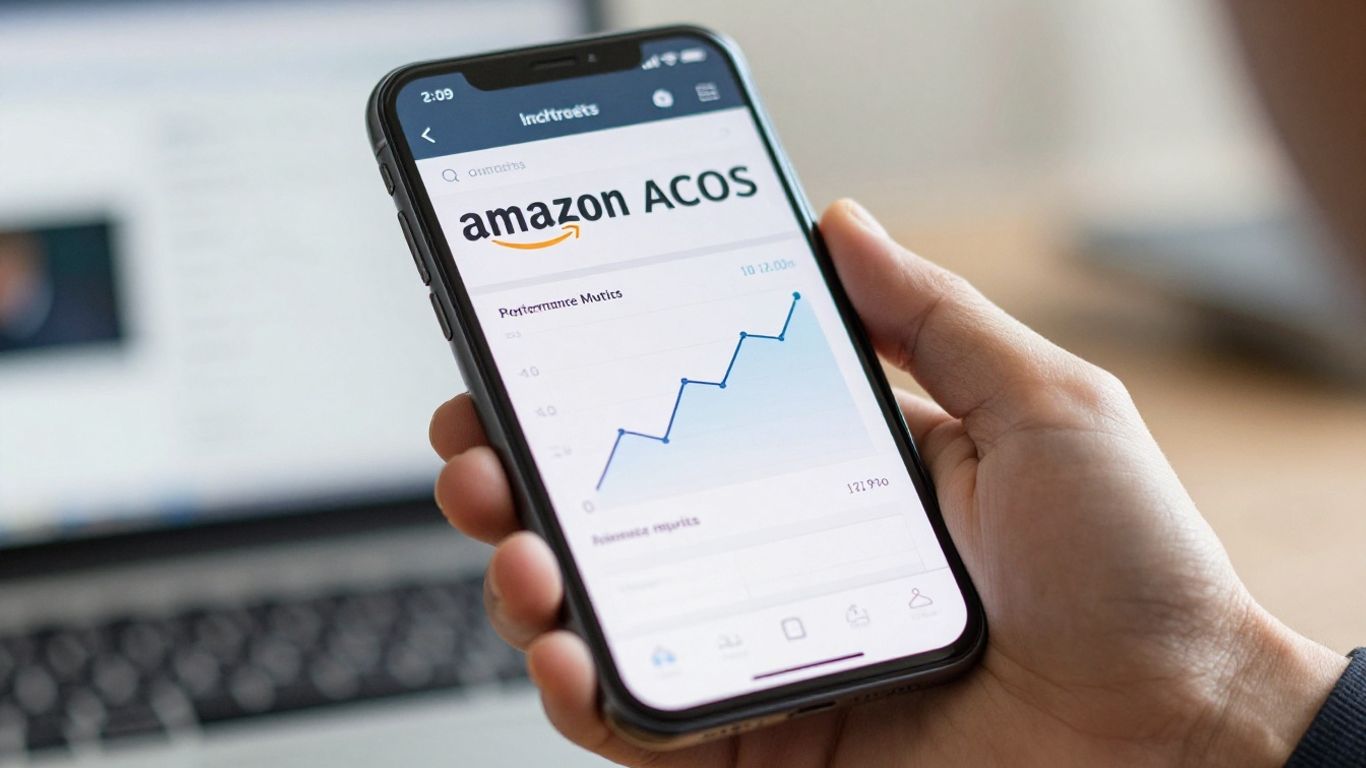 Amazon ACOS metric on a smartphone screen.