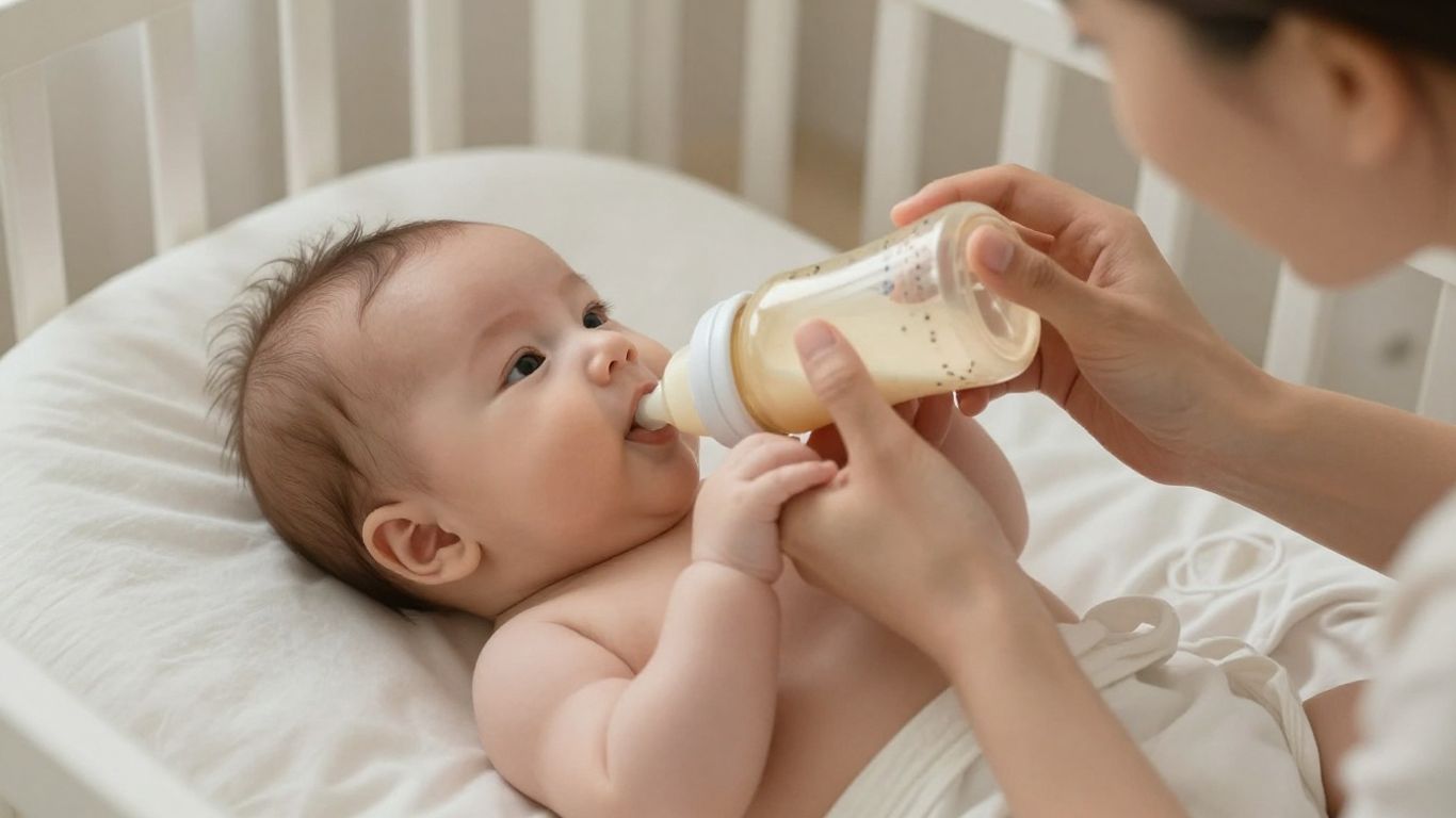 Madre alimentando a su bebé tranquilamente
