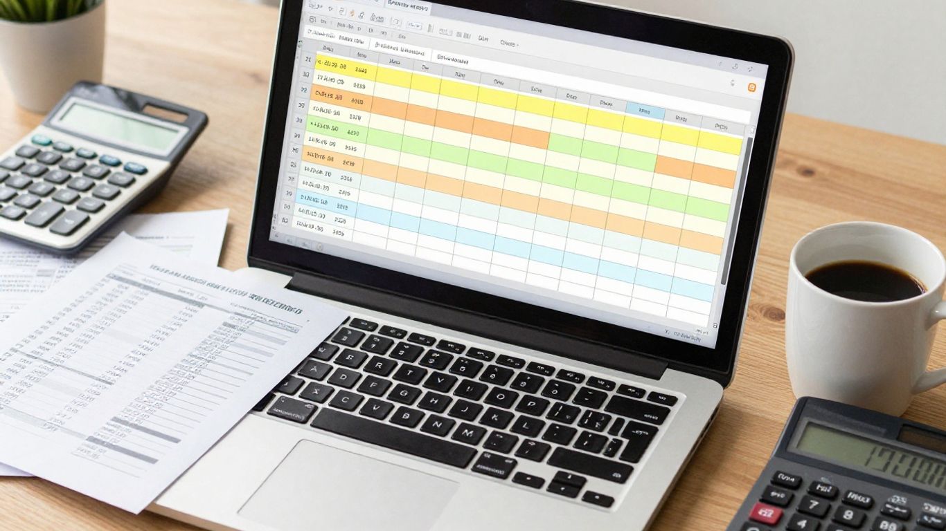 Spreadsheet with organized transaction rows
