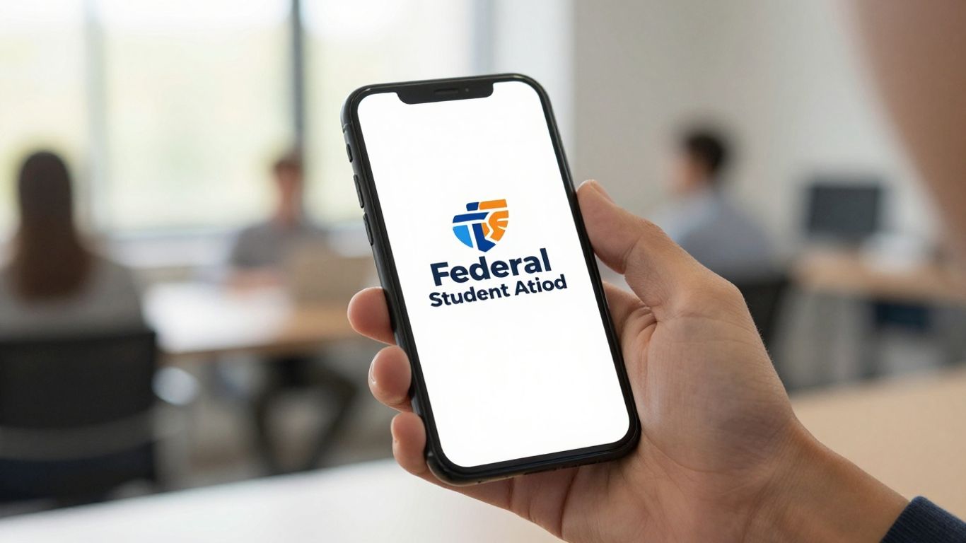 Federal Student Aid logo on a smartphone screen.