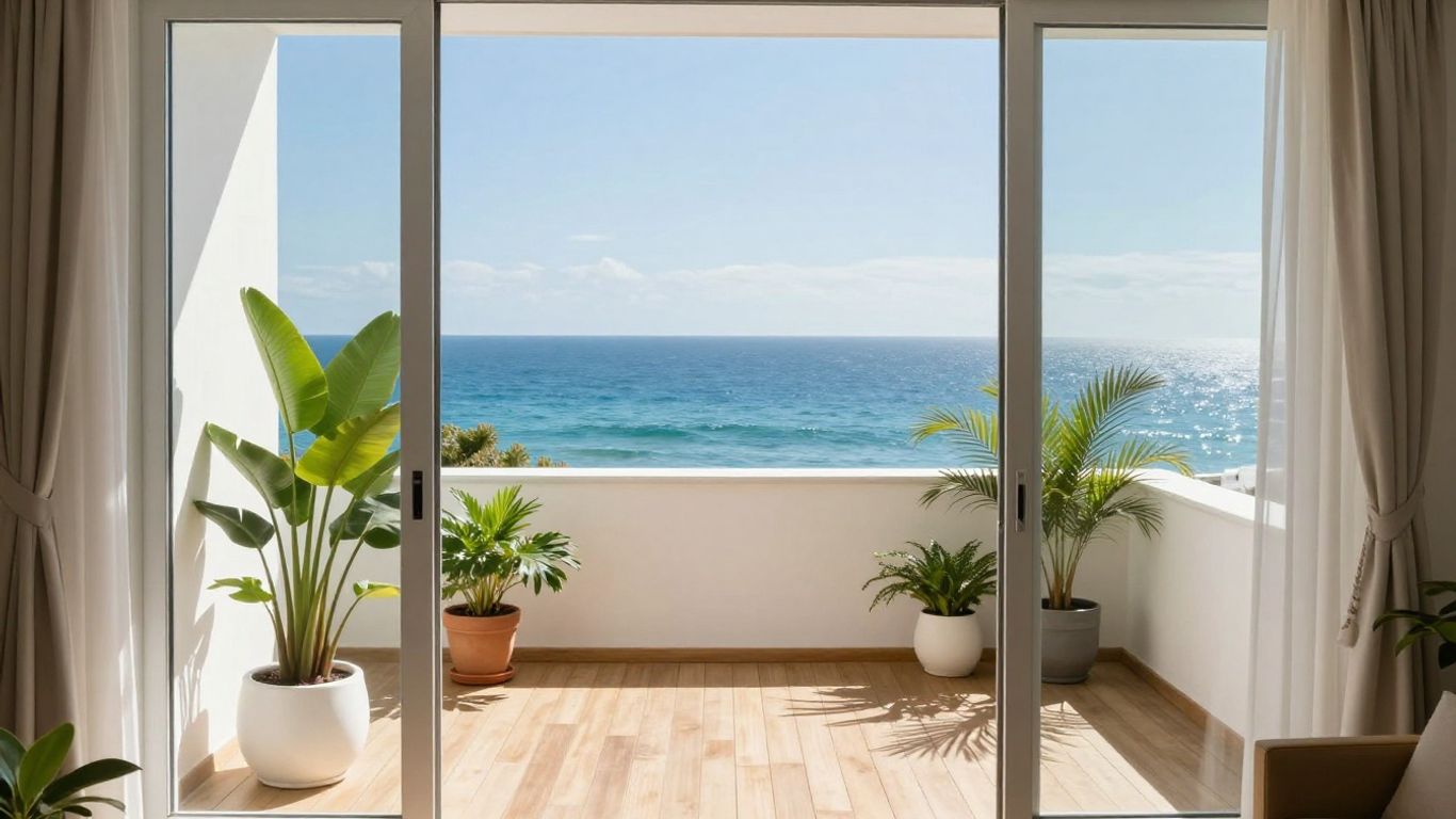 Comfortable apartment balcony overlooking the sea
