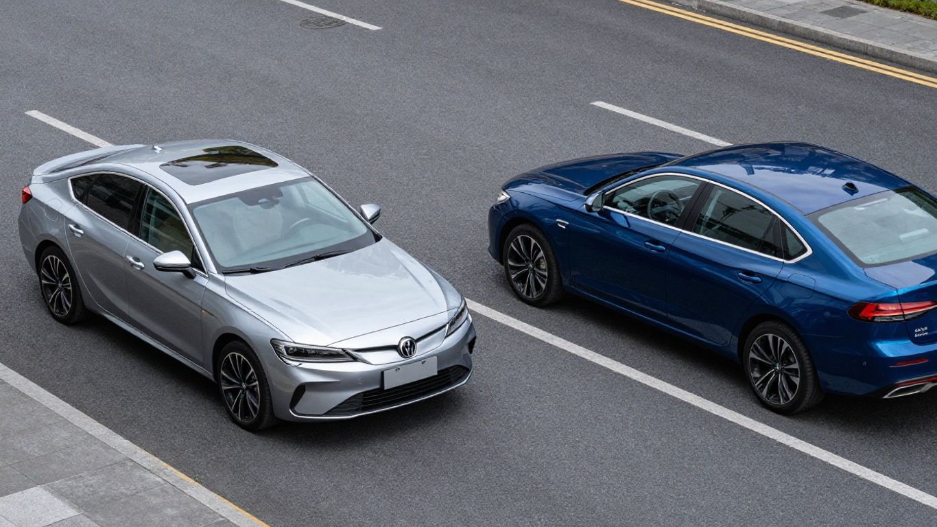 Benzinauto und Dieselfahrzeug im Vergleich