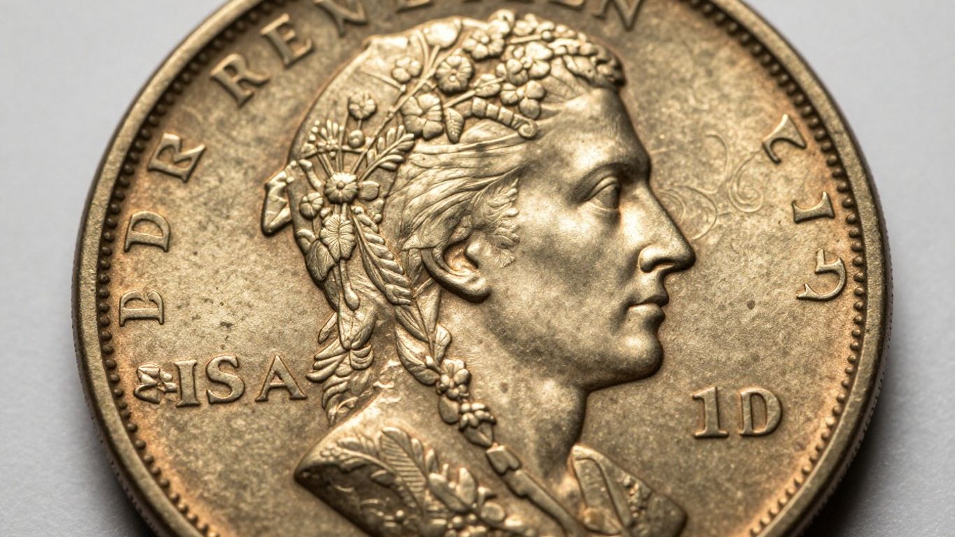 Close-up of an Indian Head cent coin.
