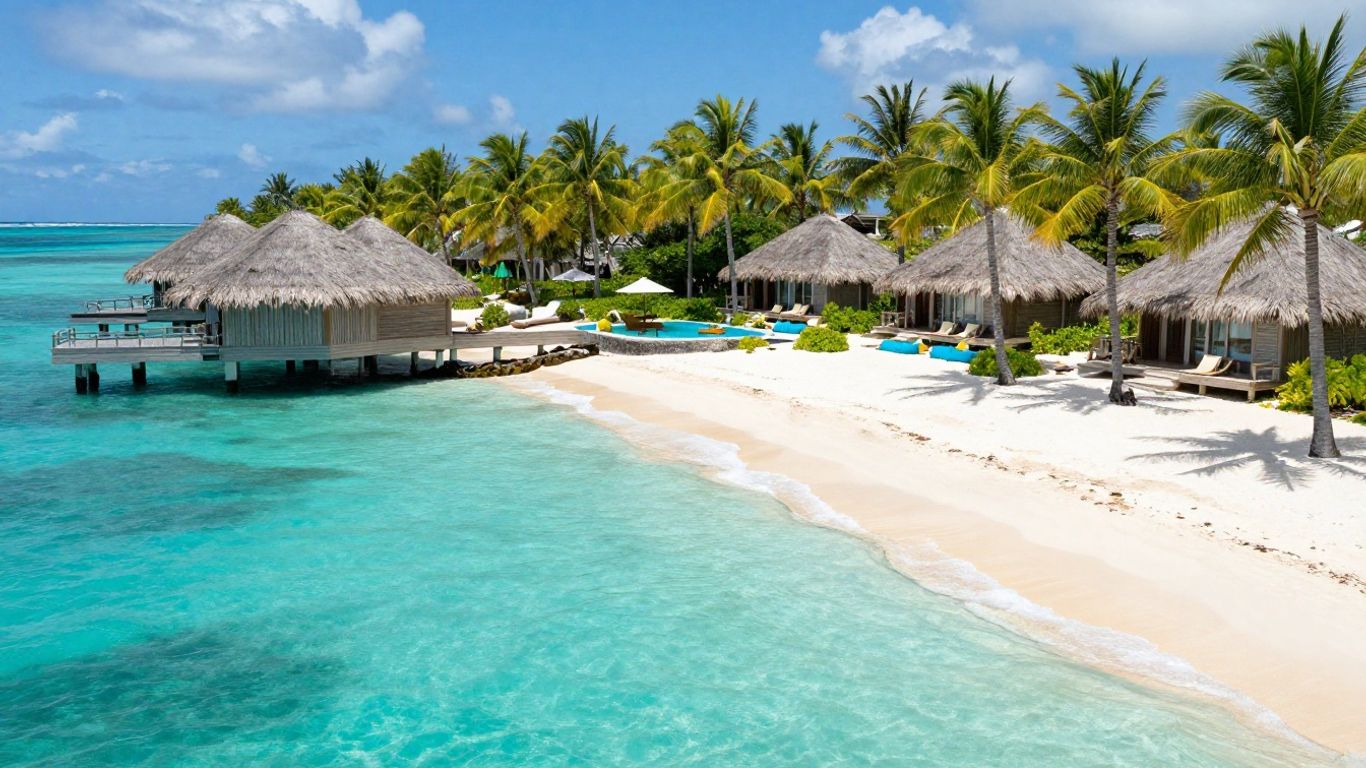 Sandals Royal Barbados beachfront with turquoise water and bungalows.