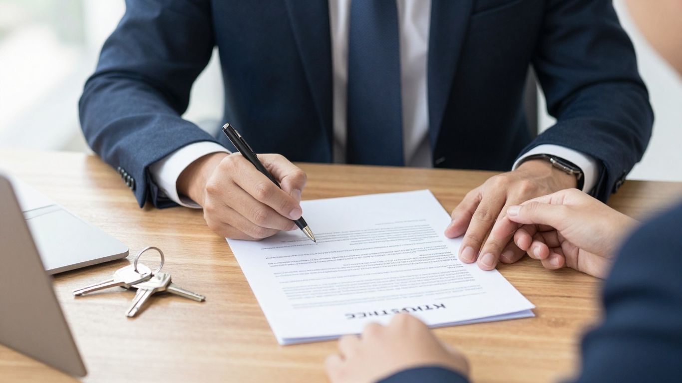 A seller reviewing sales contracts for their vehicle