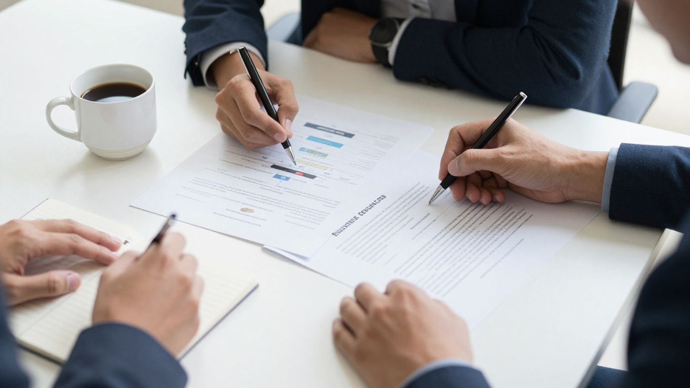 Business person working on a strategy at a desk