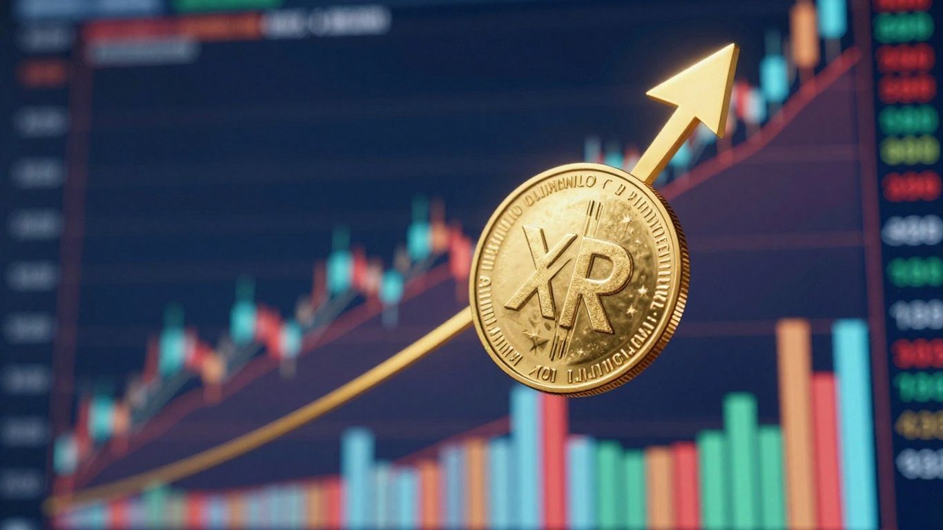 XRP 급등과 주식 시장 상승 이미지