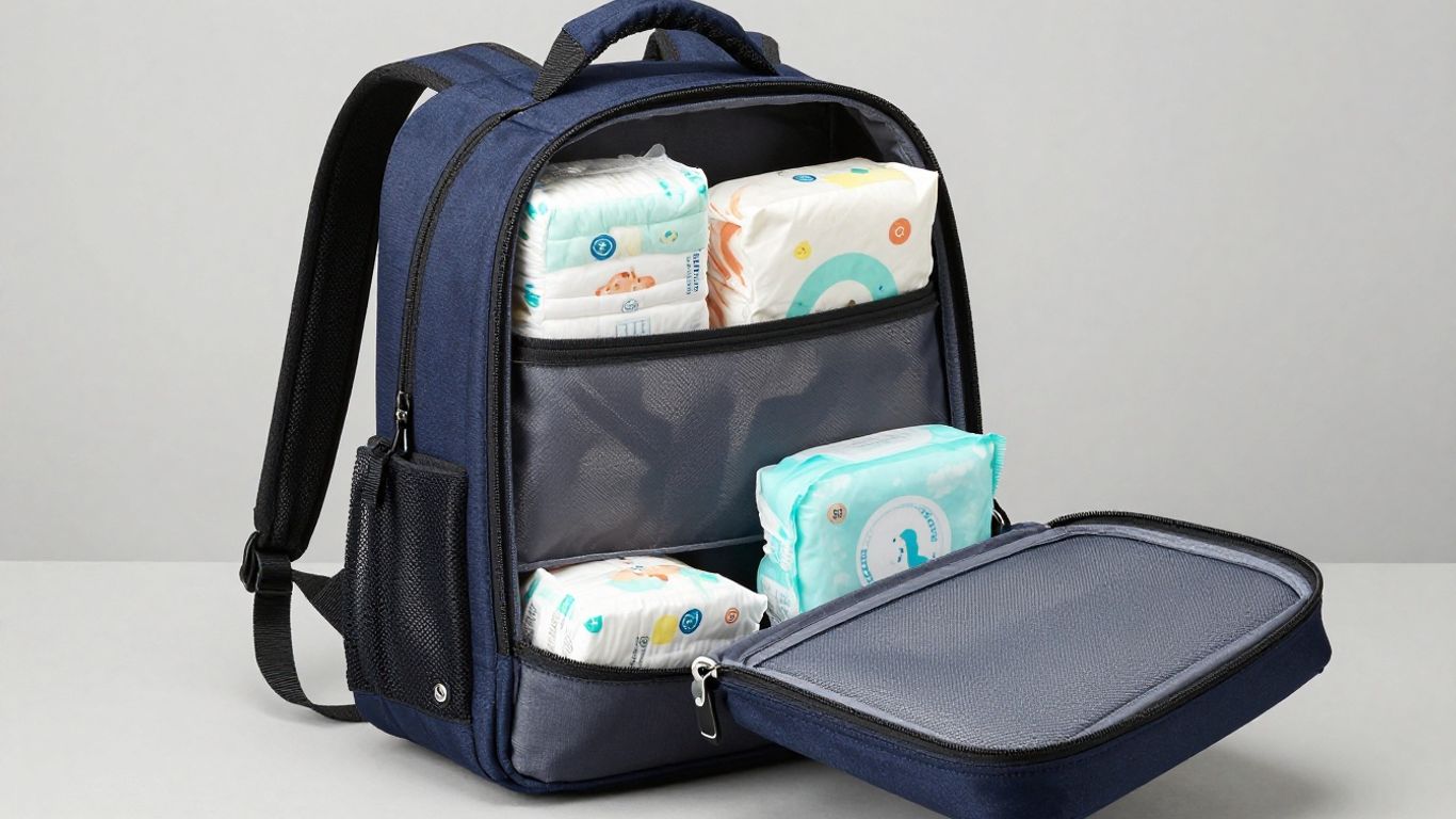Dad's stylish diaper backpack with organized baby essentials.