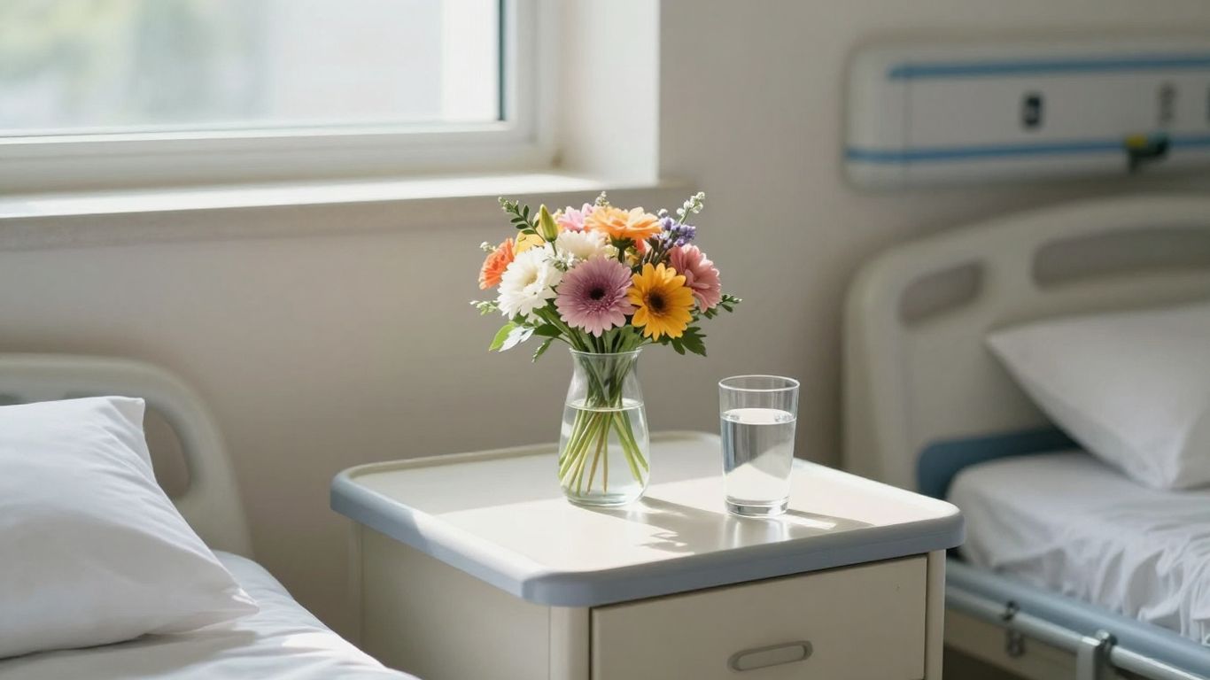 Bright flowers in a hospital room