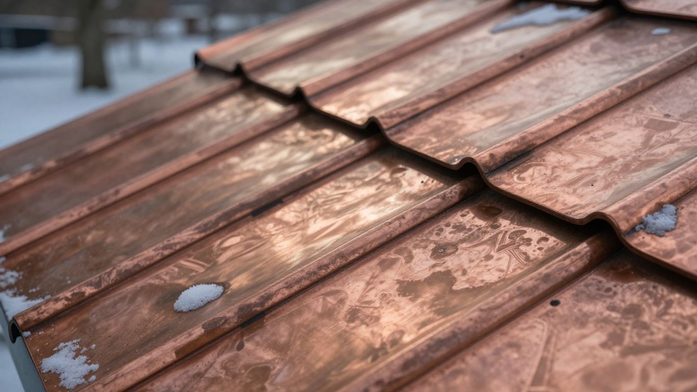 Copper roof with snow, ready for winter.