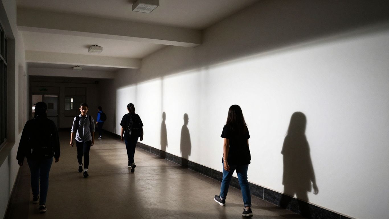 School hallway with new LED lights