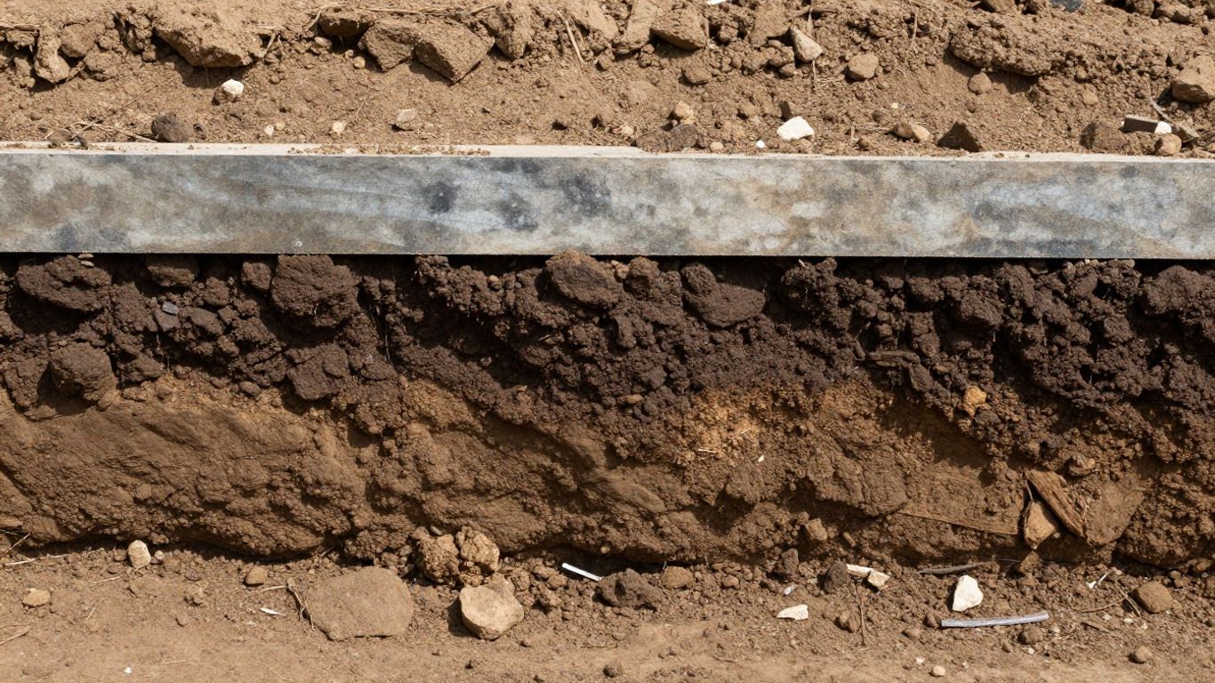 Compacted soil layer supporting a foundation element.