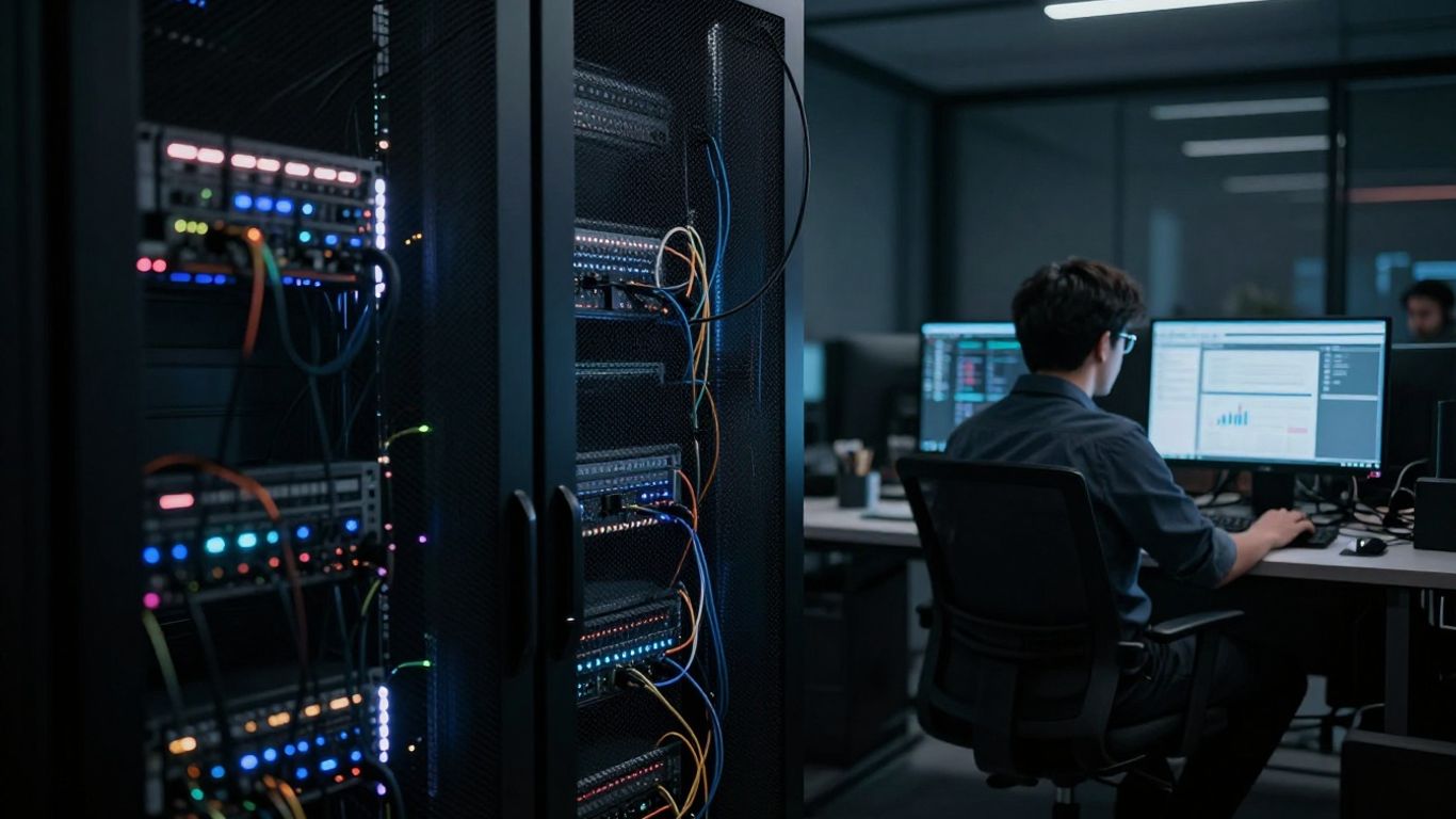 Hidden server room behind frustrated marketing team