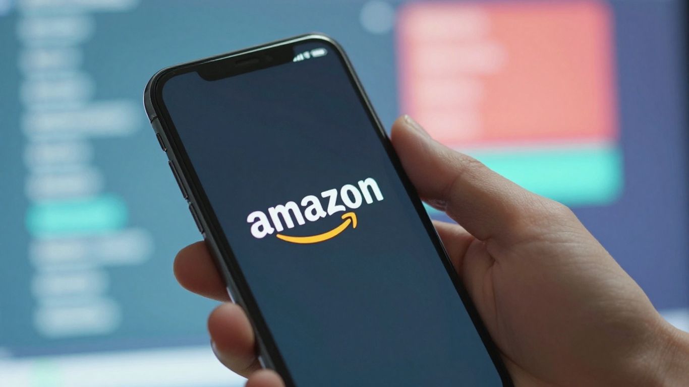 Amazon logo on a smartphone screen