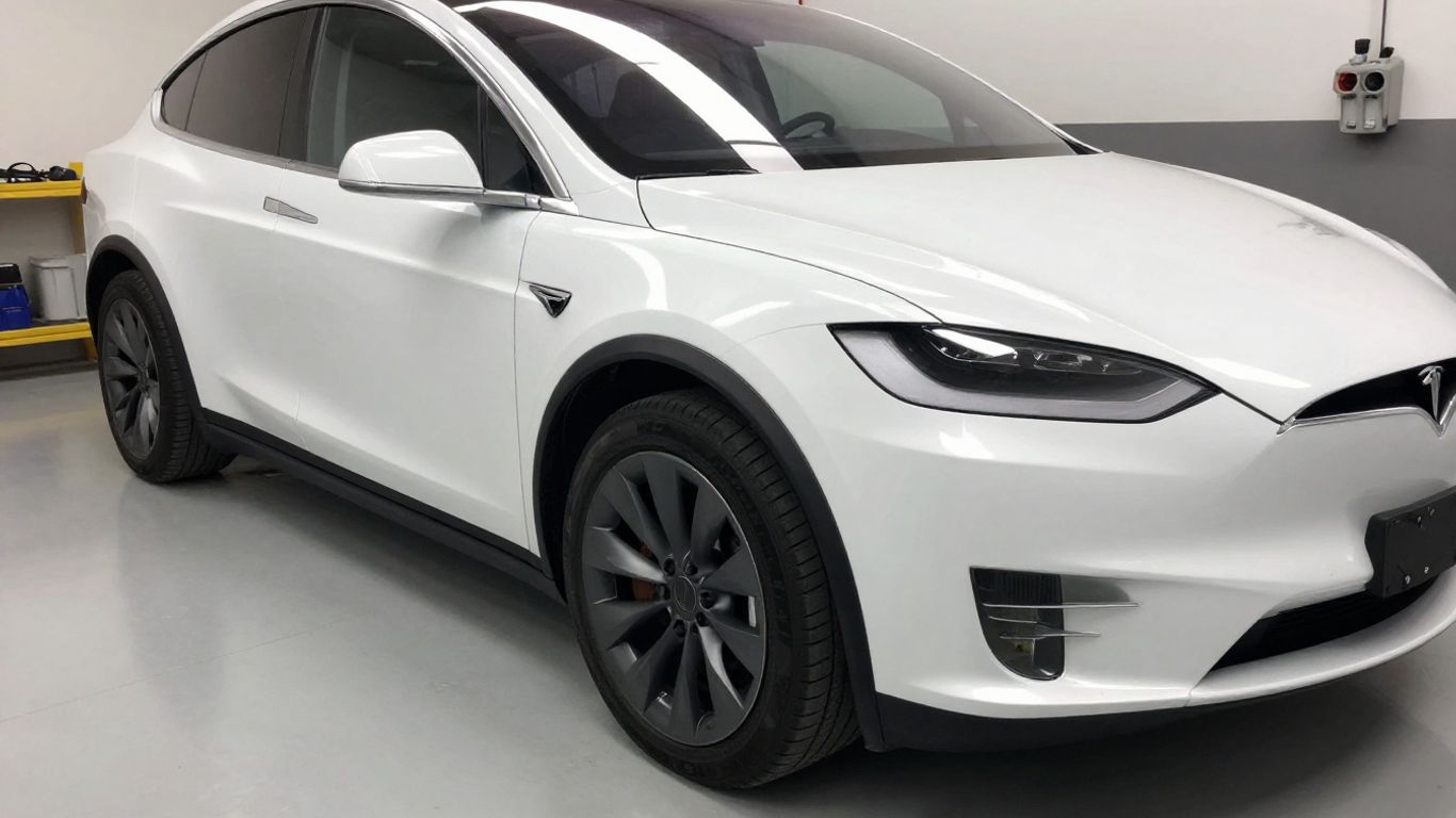 Air suspension components beneath a Model X