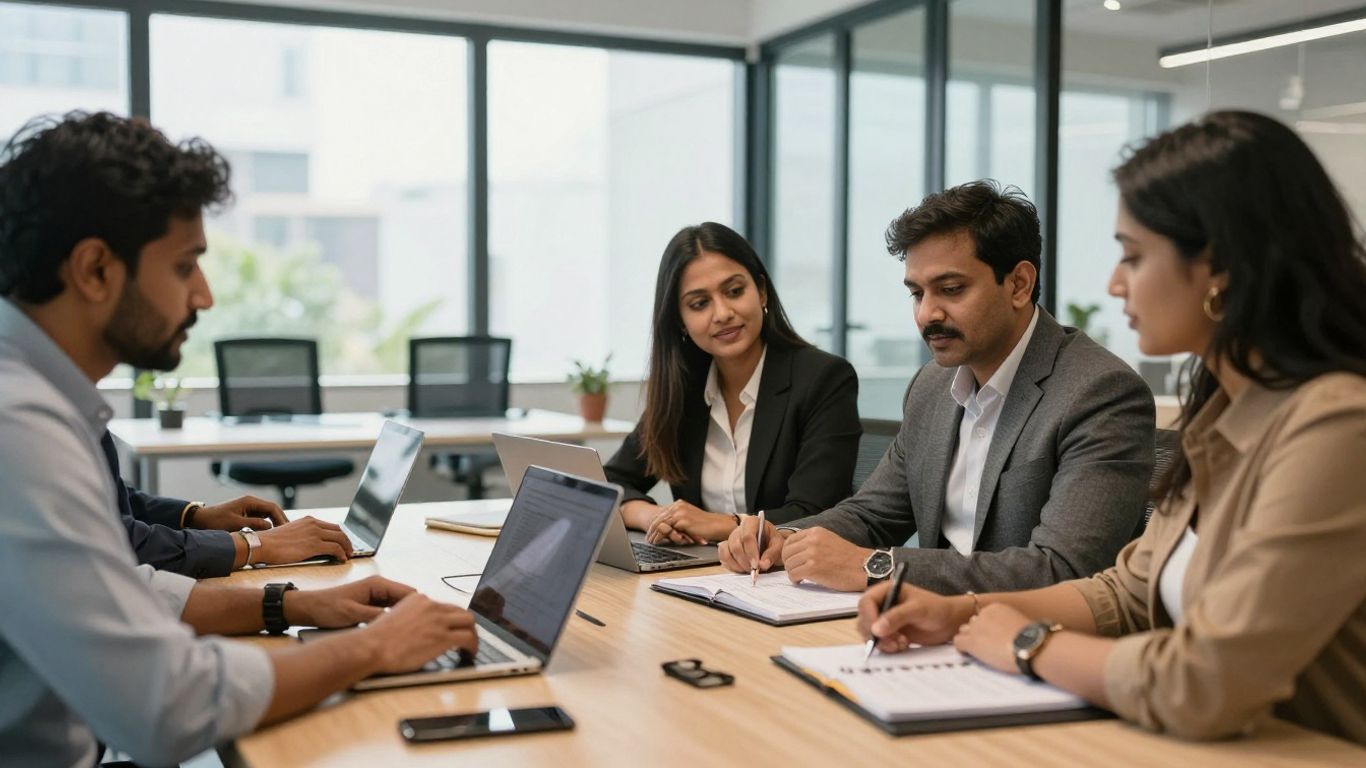 Assignee and colleagues discussing project plans