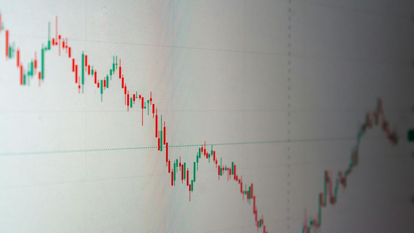 Stock market chart shows a downward trend.