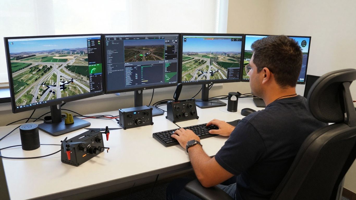 Ground control station displaying aerial mission imagery