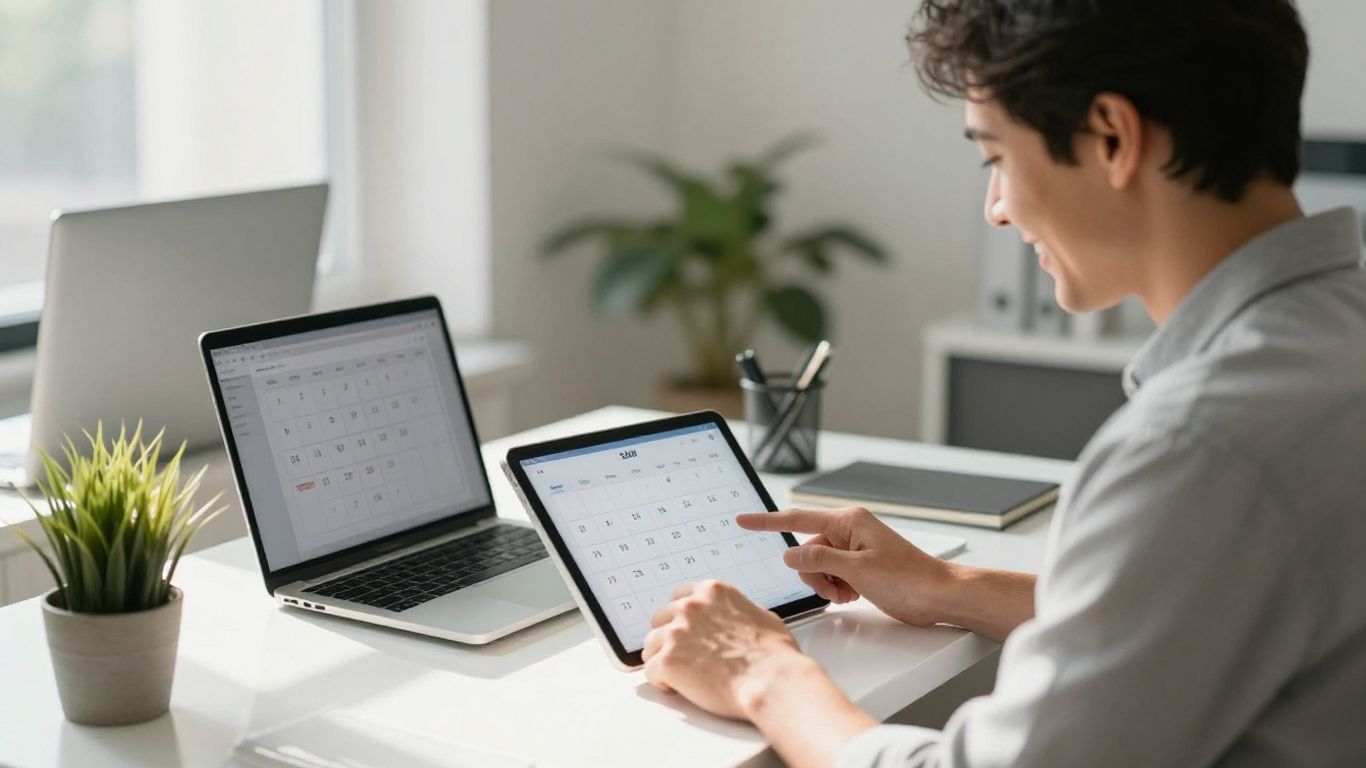 Person using a tablet for self-booked appointments.