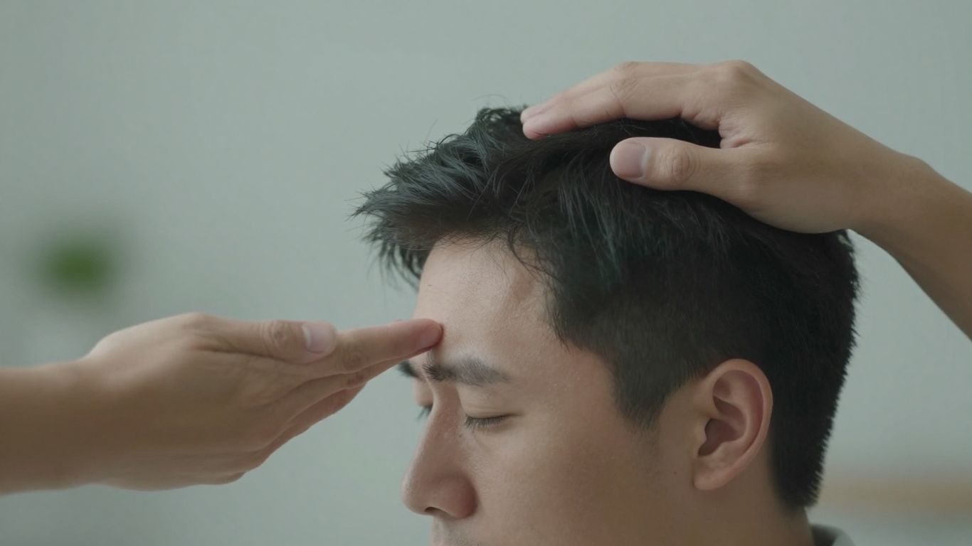 Person with headache and fog, receiving support.