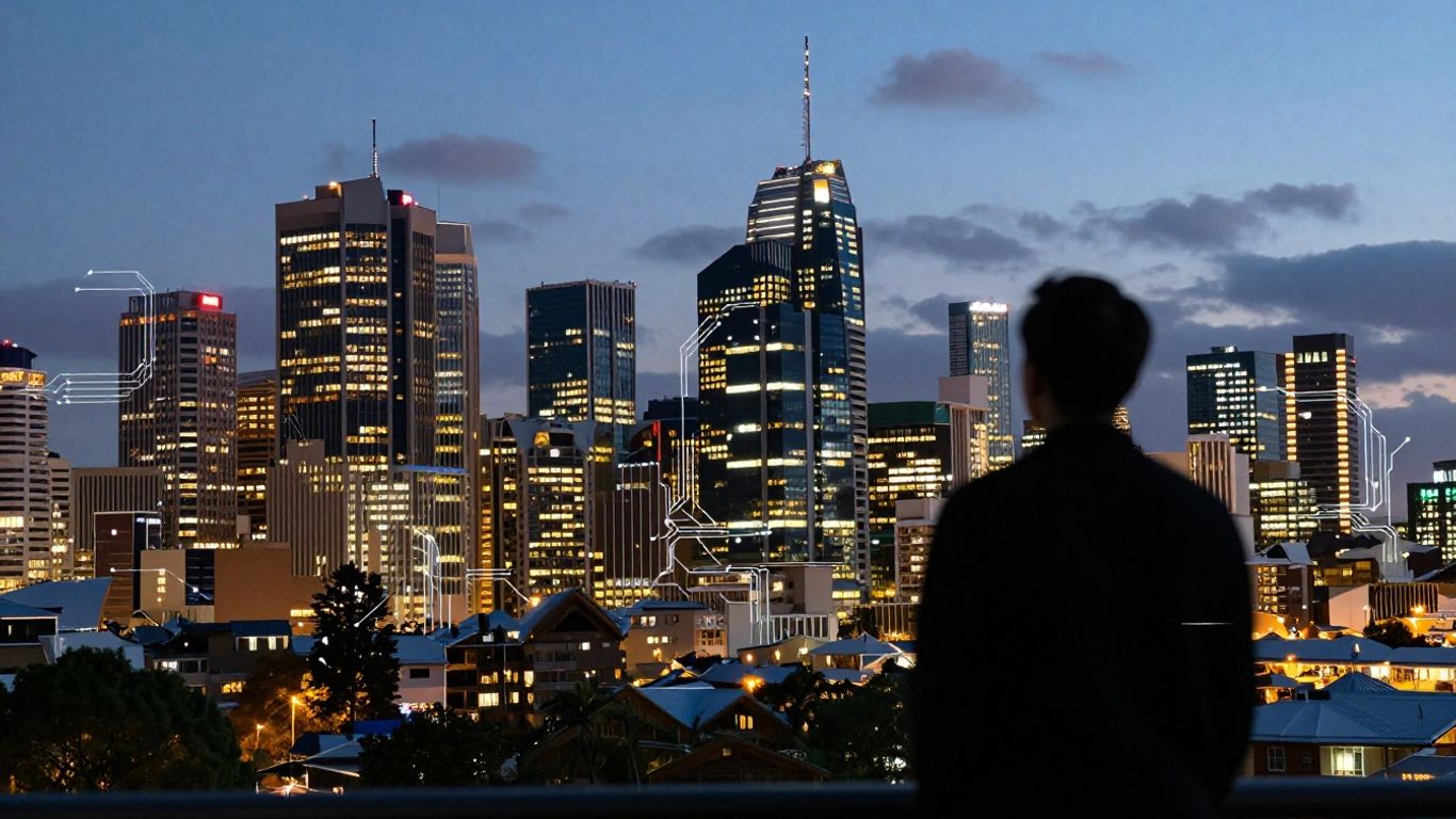Australian business owner contemplating AI's impact on small businesses.