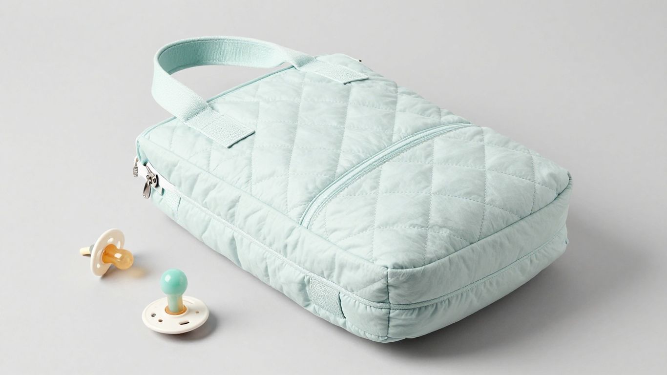 Chic quilted diaper bag with baby essentials.