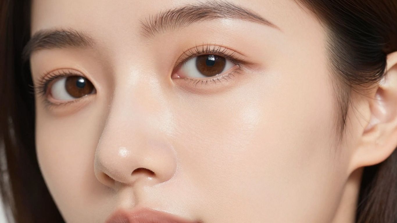 Woman's face with glowing, regenerated skin.