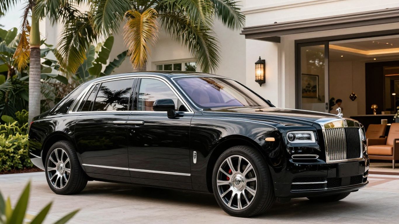 Luxury black car waiting in Jupiter Florida